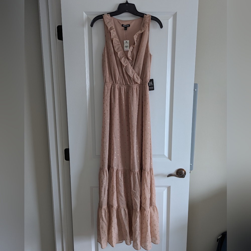 Metallic Clip Dot Ruffle Maxi Dress - Picture 2 of 8